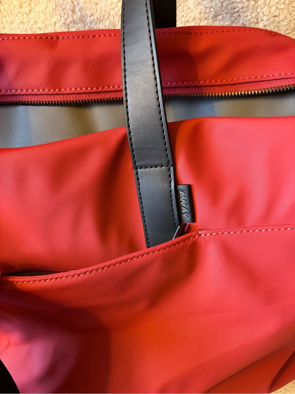 Red Men's Weekender Bag with Black Straps - Picture 3 of 10